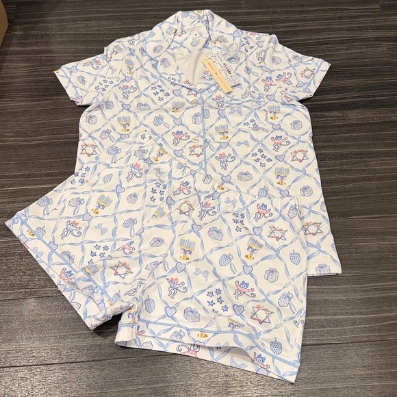 LoveShackFancy x Roller Rabbit Starry Nights Lattice Polo Pajamas - Picture 12 of 12